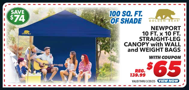 Golden Bear Newport 10'x10' Straight-Leg Canopy with Wall