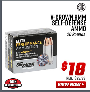 Sig Sauer V-Crown 9mm Self-Defense Ammo
