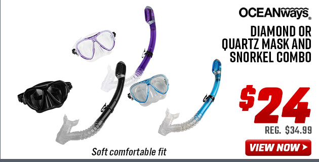 Oceanways Diamond or Quartz Mask and Snorkel Combo