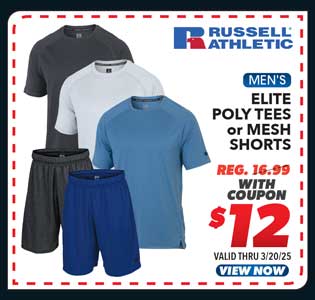 Russell Athletic Men's Elite Poly Tee or Mesh Basketball Shorts