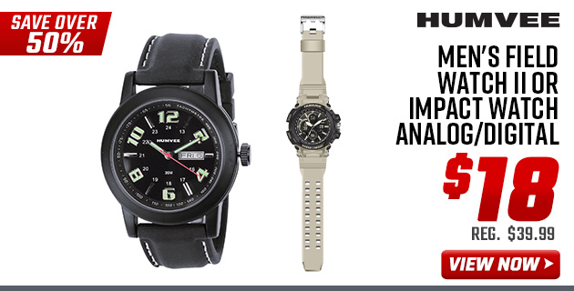Humvee Men's Field Watch II or Impact Watch Analog/Digital