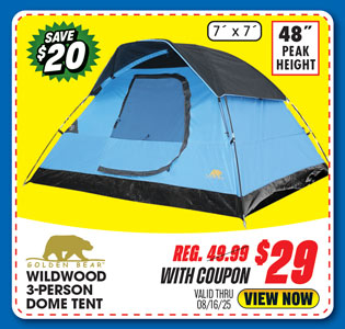 Golden Bear Wildwood 3-Person Dome Tent