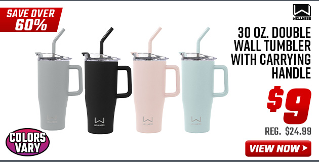 Wellness 30 oz. Double Wall Tumbler with Carrying Handle