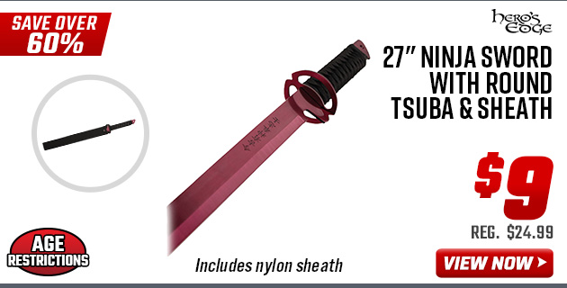 Hero's Edge 27 Ninja Sword with Round Tsuba & Sheath