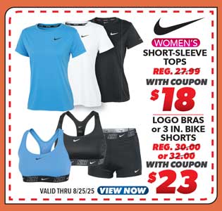 Nike Women's Short-Sleeve Top, Logo Bra or 3 In. Bike Shorts