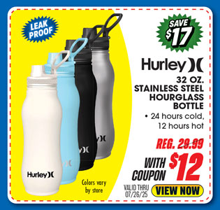 Hurley 32 oz. Stainless Steel Hourglass Bottle