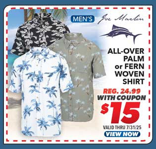Joe Marlin Men's All-Over Palm or Fern Woven Shirt Woven Shirt