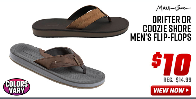 Maui & Sons Drifter or Coozie Shore Men's Flip-Flops