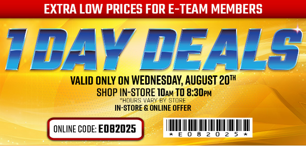 One Day Deals - Wednesday, August 20, 2025