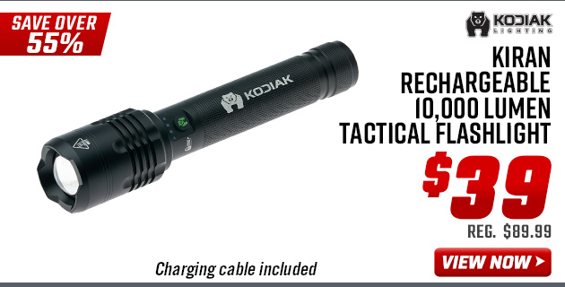 Kodiak Kiran Rechargeable 10,000 Lumen Tactical Flashlight