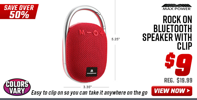 Max Power Rock On Bluetooth Speaker with Clip