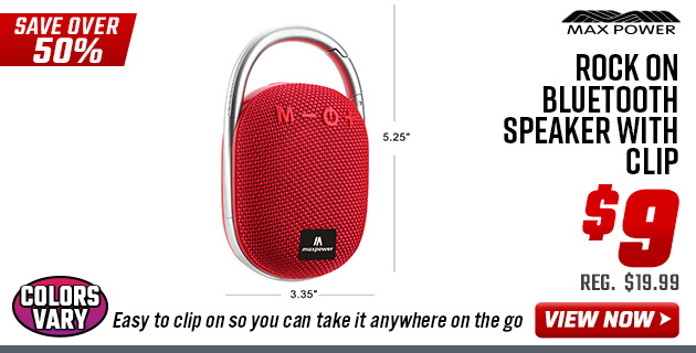 Max Power Rock On Bluetooth Speaker with Clip