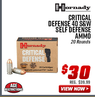 Hornady Critical Defense 40 S&W Self Defense Ammo