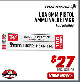 Winchester USA 9mm Pistol Ammo Value Pack