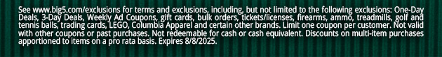 See www.big5.com/exclusions