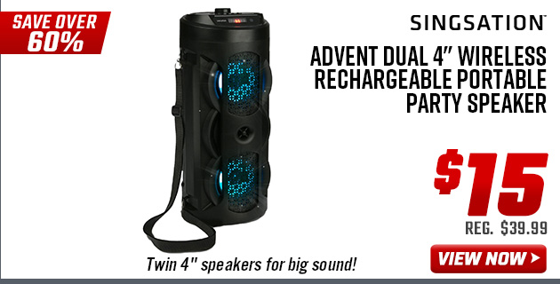 Singsation Advent Dual 4 Wireless Rechargeable Portable Party Speaker 