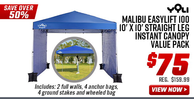 Yoli Malibu EasyLift 100 10' x 10' Straight Leg Instant Canopy Value Pack