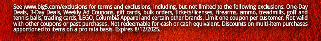 See www.big5.com/exclusions