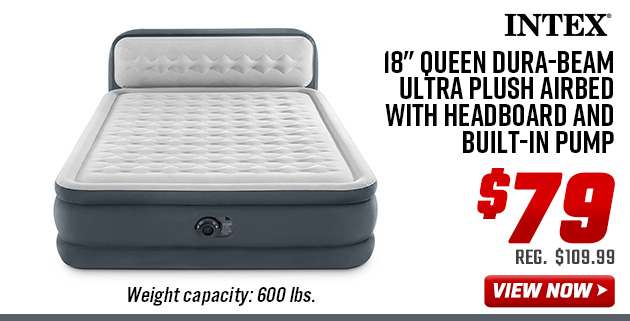 Intex 18 Queen Dura-Beam Ultra Plush Airbed with Headboard and Built-In Pump