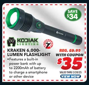 Kodiak Kraken Rechargeable 6000 Lumen Flashlight