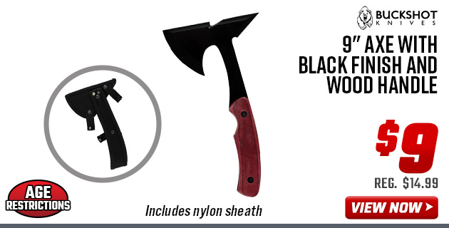 Buckshot 9 Axe with Black Finish and Wood Handle