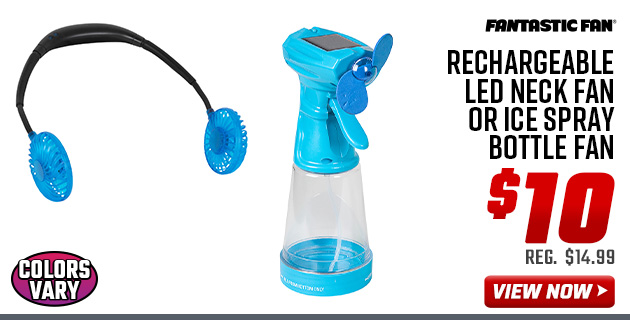 Fantastic Fan Rechargeable LED Neck Fan or Ice Spray Bottle Fan