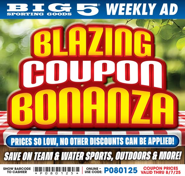 Big 5 Sporting Goods Weekly Ad. Code P080125