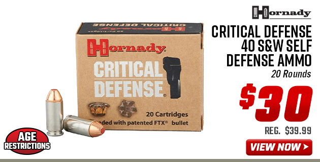 Hornady Critical Defense 40 S&W Self Defense Ammo