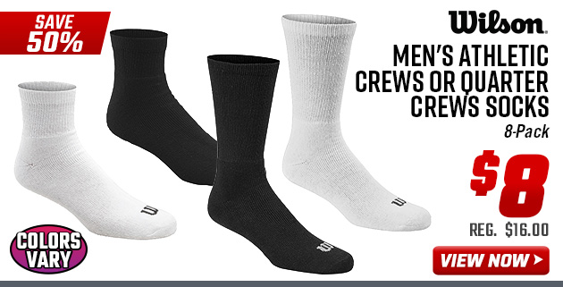 Wilson Men's Athletic Crews or Quarter Crews Socks