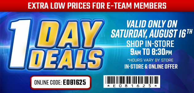 One Day Deals - Saturday, August 16, 2025