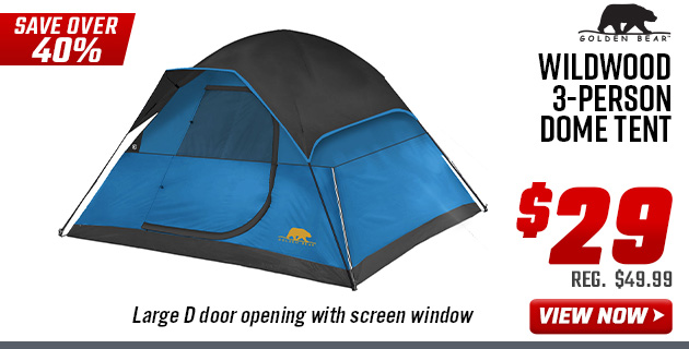 Golden Bear Wildwood 3-Person Dome Tent Golden Bear Wildwood 3-Person Dome Tent