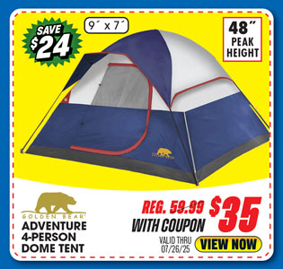 Golden Bear Adventure 4-Person Dome Tent