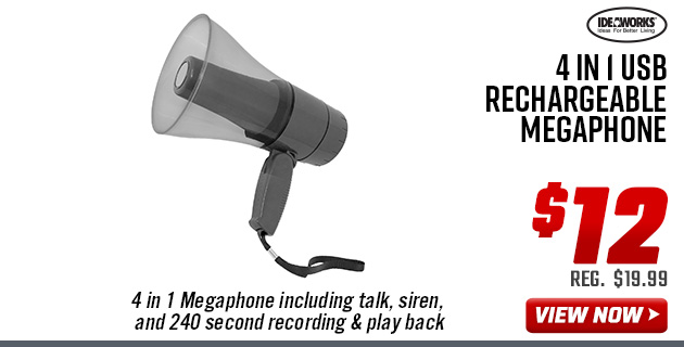 Ideaworks 4 in 1 USB Rechargeable Megaphone