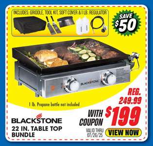 Blackstone 22 Gas Tabletop 2-Burner Griddle Bundle