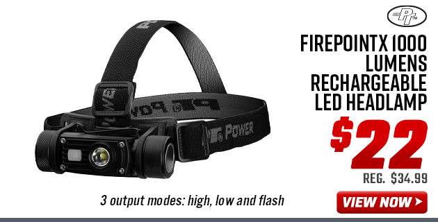 PT Power FirepointX 1000 Lumens Rechargeable LED Headlamp