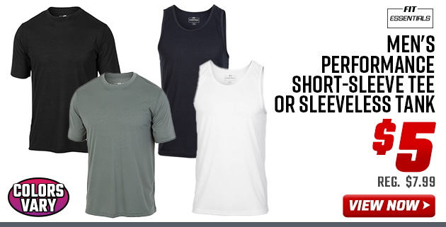 Fit Essentials Men's Performance Short-Sleeve Tee or Sleeveless Tank