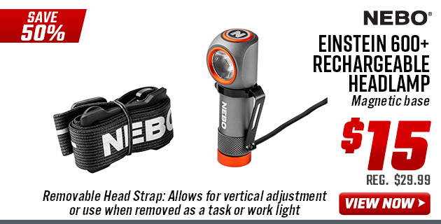 NEBO Einstein 600+ Rechargeable Headlamp