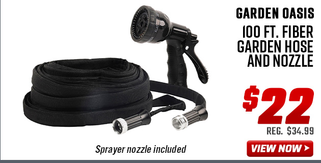 Garden Oasis 100 Ft. Fiber Garden Hose and Nozzle
