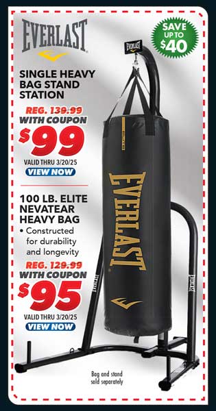 Everlast Single Heavy Bag Stand Station or 100 lb. Nevatear Heavy Bag