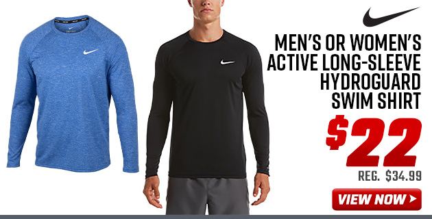 Nike Men's or Women's Active Long-Sleeve Hydroguard Swim Shirt