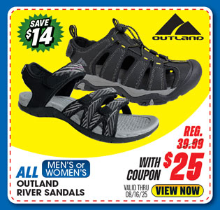 All Outland Men's or Women's River Sandals