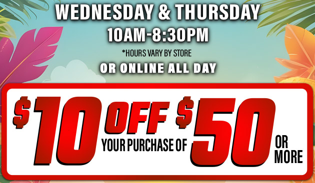 $10 off $50. Exclusions apply. Use code E250813