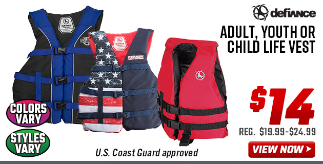 Defiance Adult, Youth or Child Life Vest