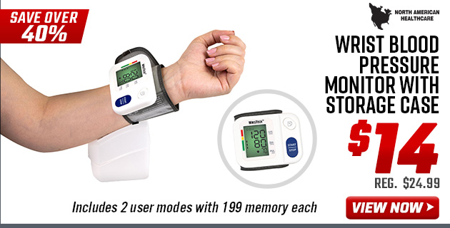 North American Wellness Wrist Blood Pressure Monitor with Storage Case