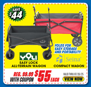 Seina Collapsible Utility Wagon or Yoli Easy Lock All Terrain Wagon