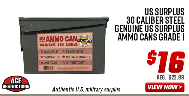 US Surplus 30 Caliber Steel Genuine US Surplus Ammo Cans Grade 1