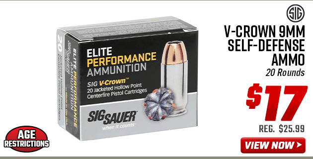 Sig Sauer V-Crown 9mm Self-Defense Ammo