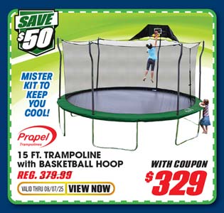 Propel 15' Trampoline with Basketball Hoop