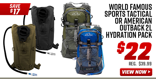 World Famous Sports Tactical or American Outback 2L Hydration Pack