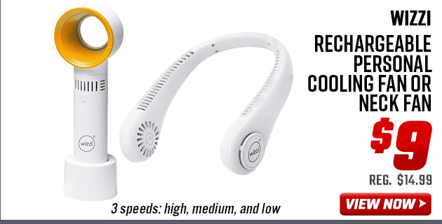 Wizzi Rechargeable Personal Cooling Fan or Neck Fan